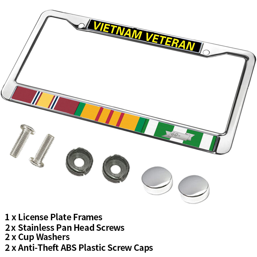 Vietnam Veteran License Plate Frame Custom Vietnam Vet Flag Rust-Proof License Plate Frame Vietnam Vet US Army License Plate Frame for Patriotic People