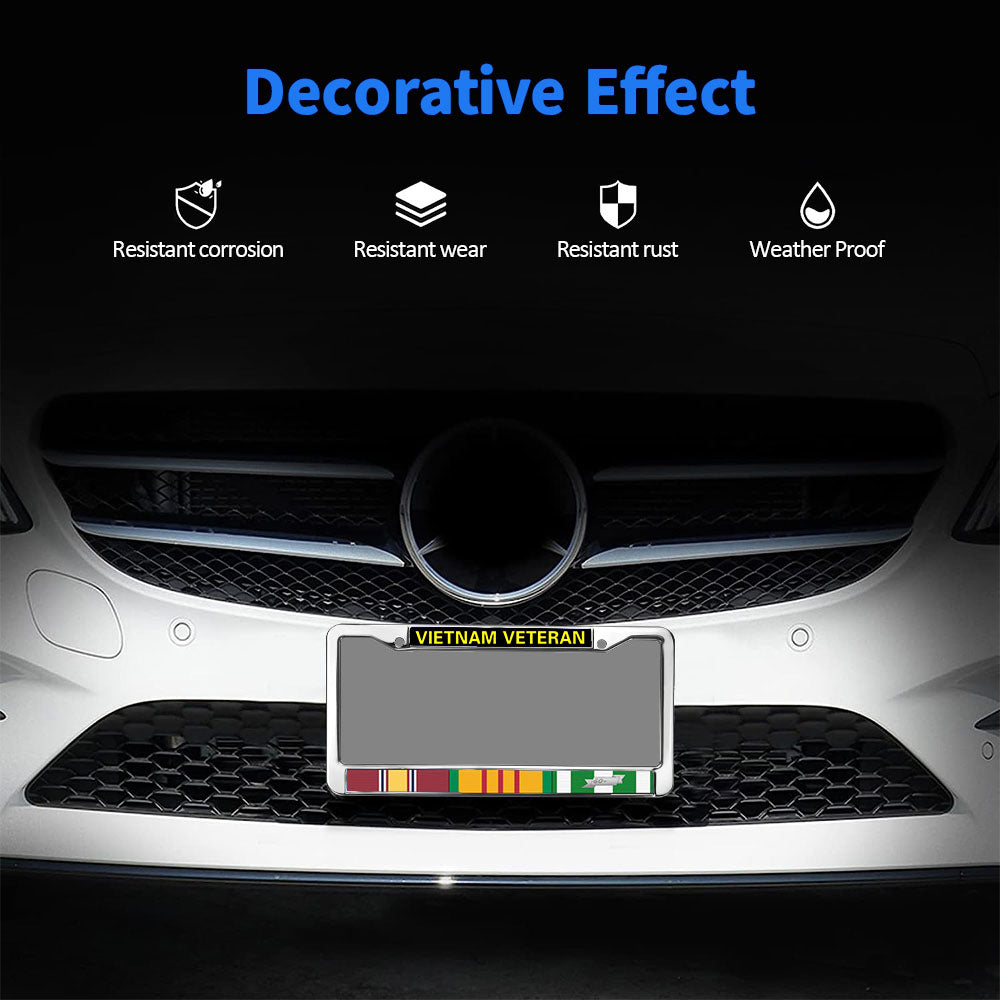 Vietnam Veteran License Plate Frame Custom Vietnam Vet Flag Rust-Proof License Plate Frame Vietnam Vet US Army License Plate Frame for Patriotic People