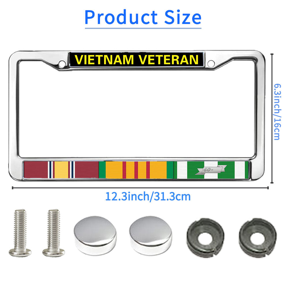 Vietnam Veteran License Plate Frame Custom Vietnam Vet Flag Rust-Proof License Plate Frame Vietnam Vet US Army License Plate Frame for Patriotic People