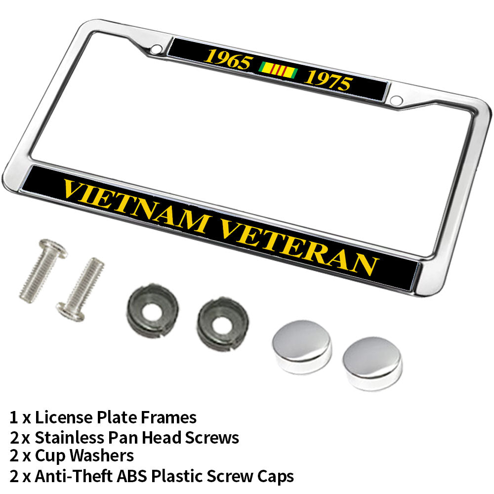 Vietnam Veteran Gift License Plate Frame Chrome US Army Veteran Fade-resistant License Plate Frame US Veteran Support License Plate Frame for Veterans