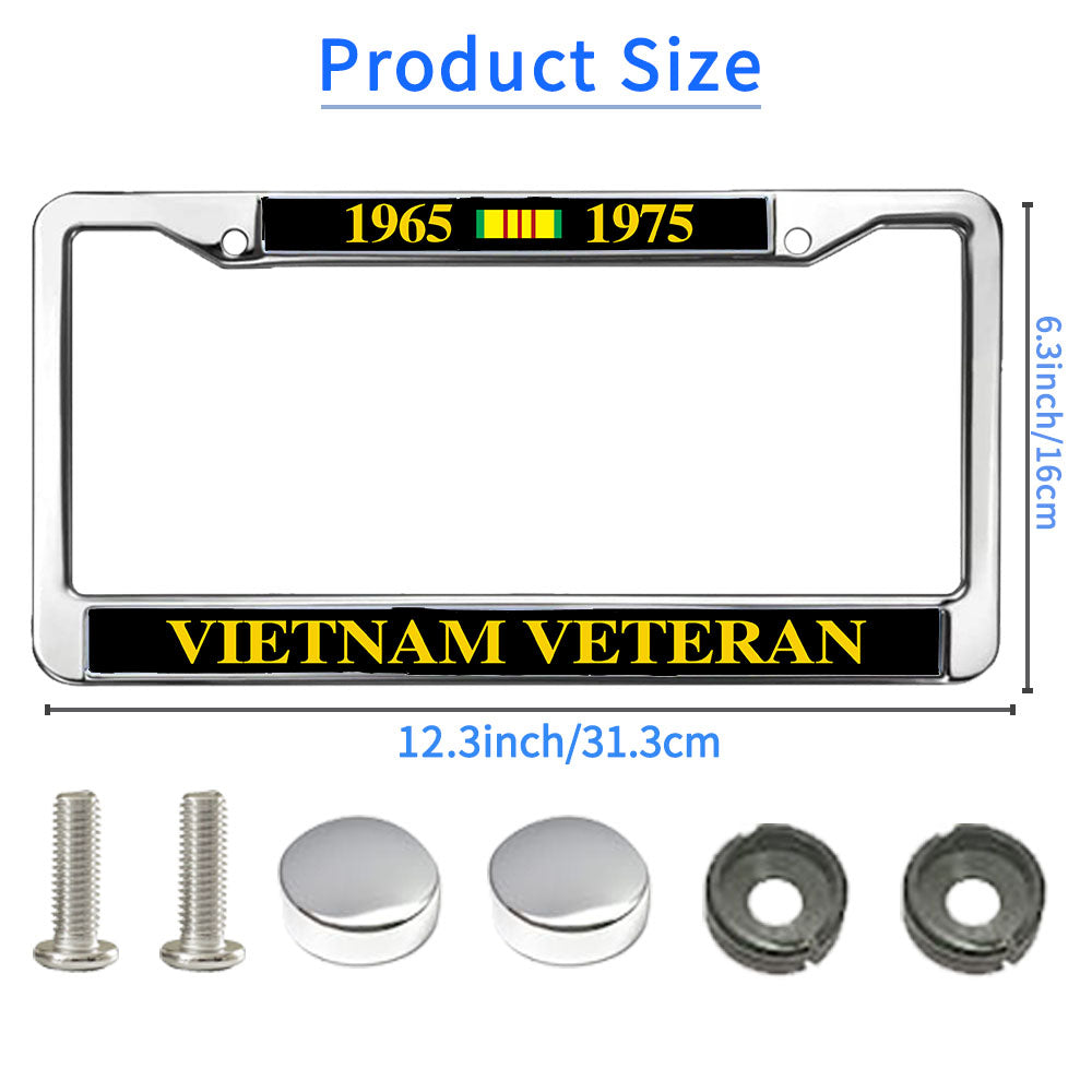 Vietnam Veteran Gift License Plate Frame Chrome US Army Veteran Fade-resistant License Plate Frame US Veteran Support License Plate Frame for Veterans