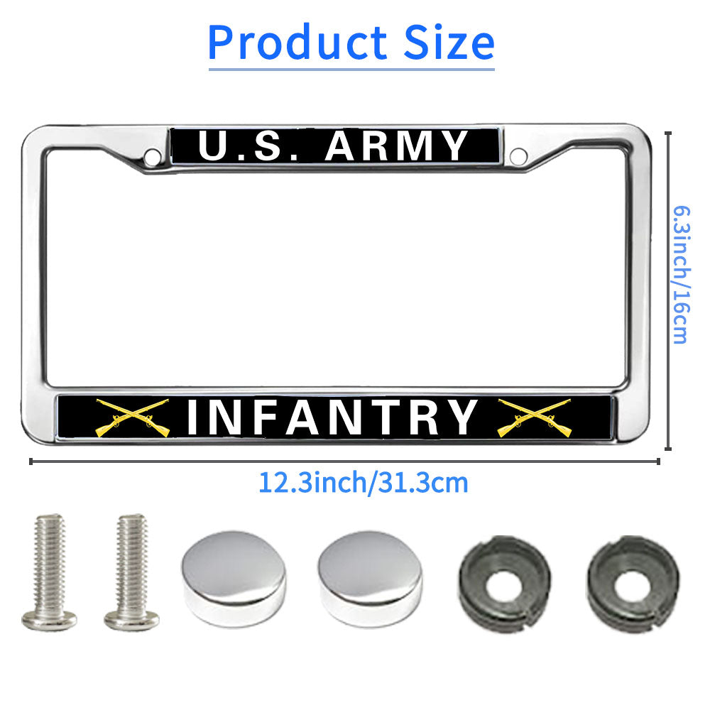 US Army Infantry License Plate Frame Military Army Infantry Pride Slim Design License Plate Frame US Army Heroism License Plate Frame for Patriotic Man Woman