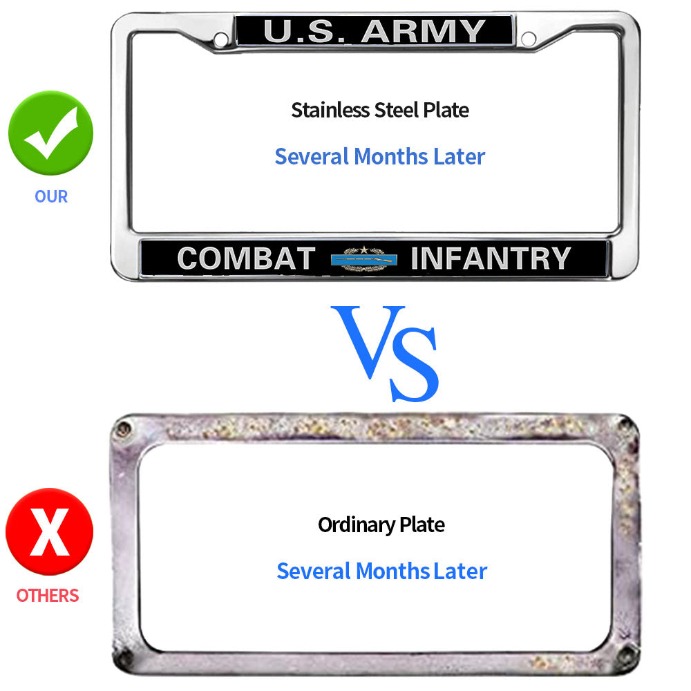 US Army Combat Infantry License Plate Frame Patriotic Infantry Superhero Stylish License Plate Frame US Army Blessing License Plate Frame for Family members