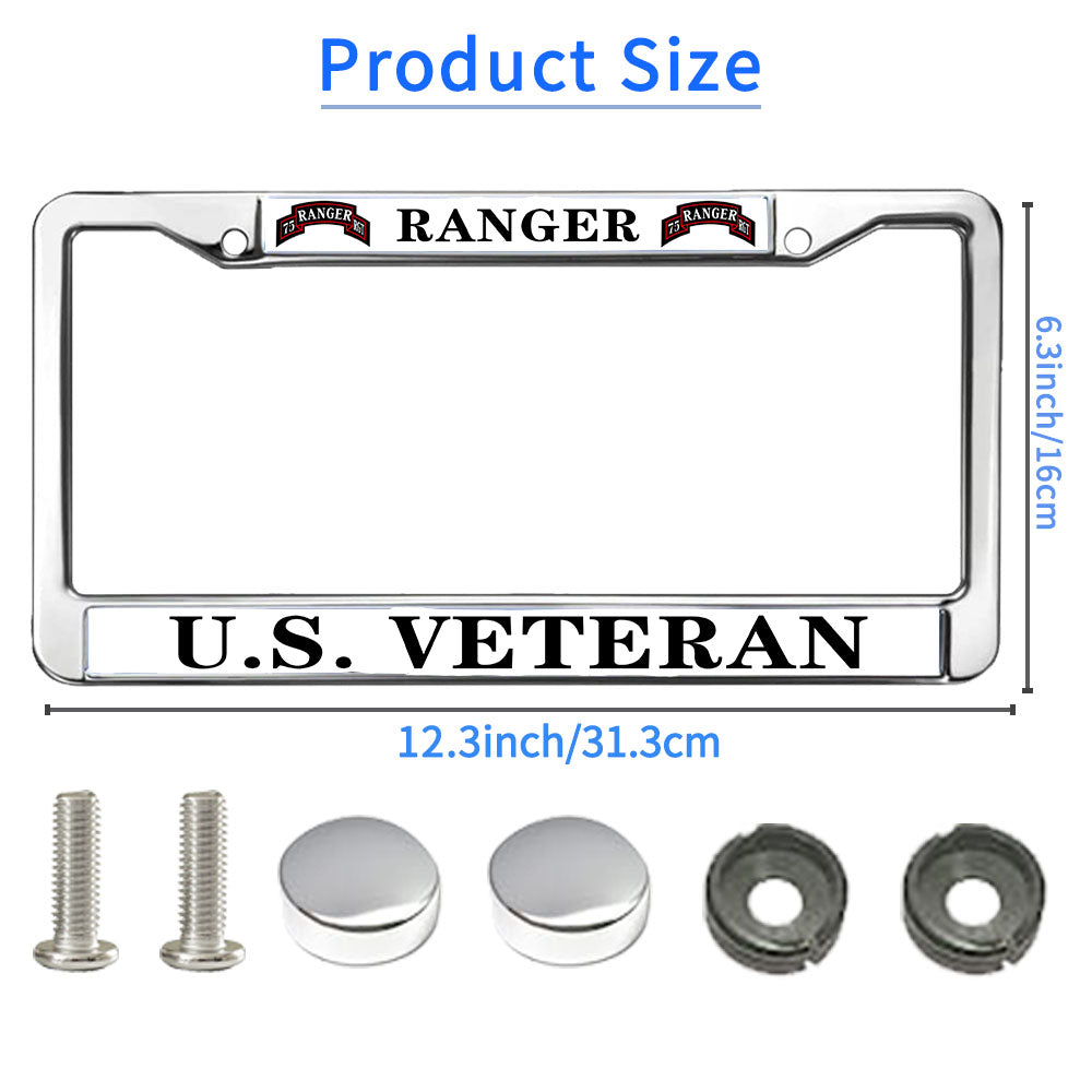 US Army Ranger License Plate Frame Chrome US Army Veteran Rattle-Proof License Plate Frame Army Ranger Pride License Plate Frame for Independence Day