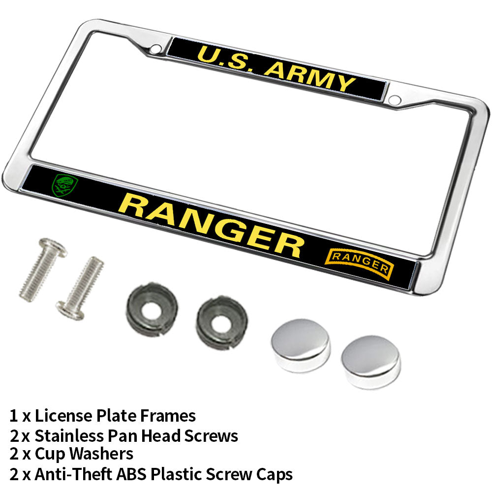 Ranger US Veteran License Plate Frame Metal Proud US Army Veteran Durable License Plate Frame Army Ranger Gifts License Plate Frame for Patriotic People