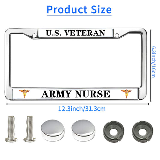 Army Nurse US Veteran License Plate Frame Slim US Army Nurse Heroism Easy Installation License Plate Frame US Army Heroism License Plate Frame for Family members