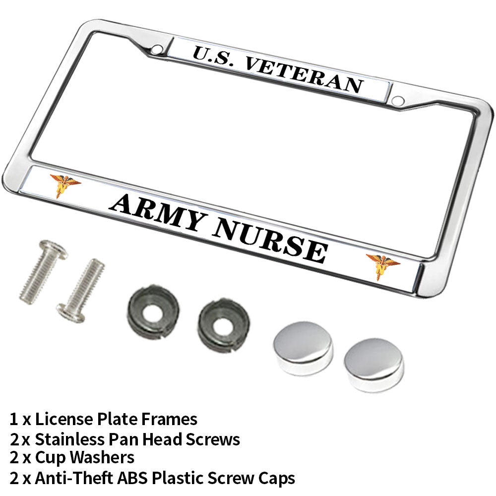 Army Nurse US Veteran License Plate Frame Slim US Army Nurse Heroism Easy Installation License Plate Frame US Army Heroism License Plate Frame for Family members