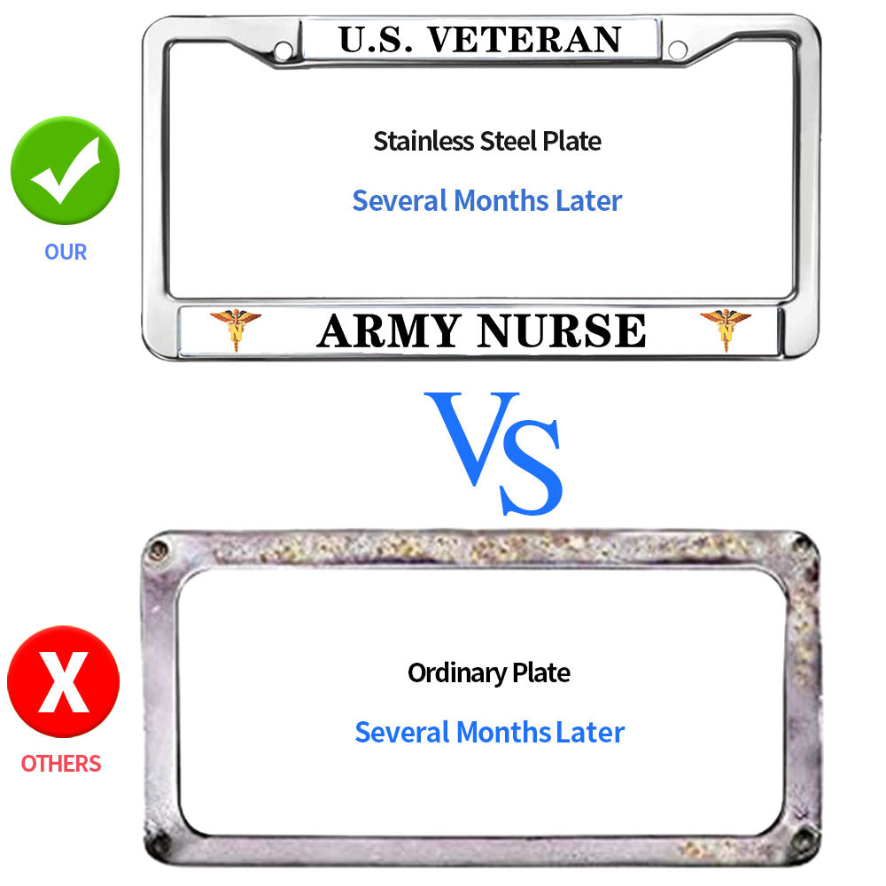 Army Nurse US Veteran License Plate Frame Slim US Army Nurse Heroism Easy Installation License Plate Frame US Army Heroism License Plate Frame for Family members