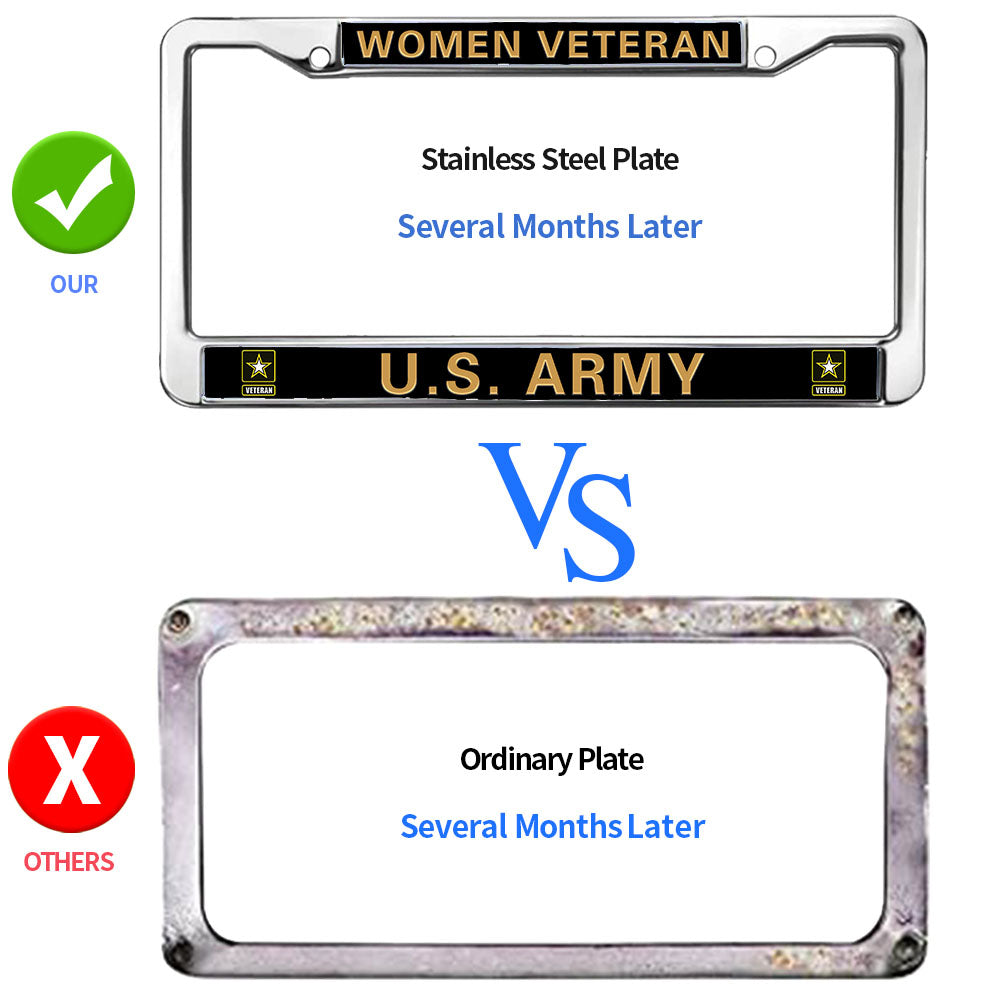 Women Veteran US Army License Plate Frame Military Women Veteran Pride Weather-proof License Plate Frame US Army Superhero License Plate Frame for Veterans