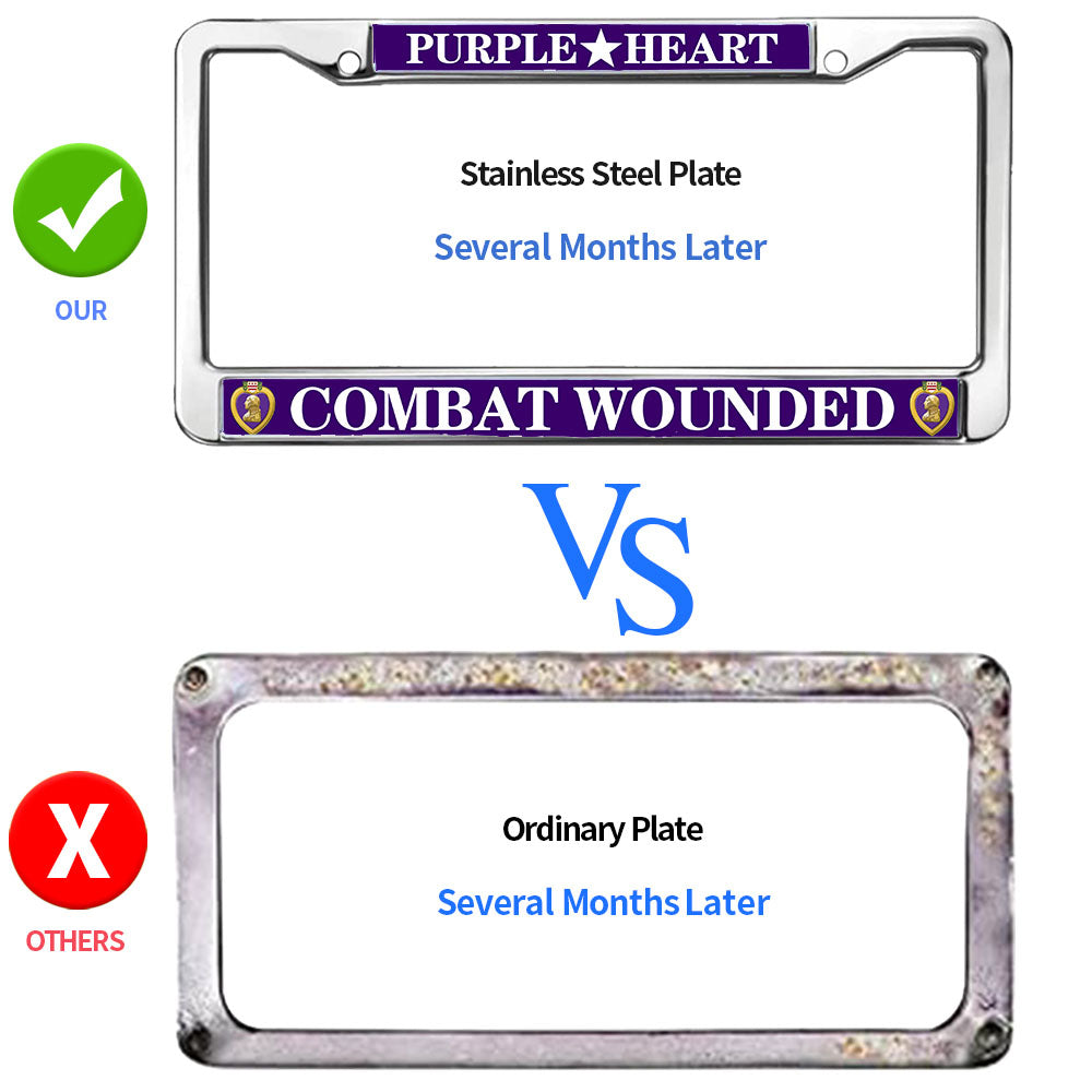 Purple Heart Pride License Plate Frame US Army Pride Anti-theft License Plate Frame American Flag Veteran License Plate Frame for Independence Day