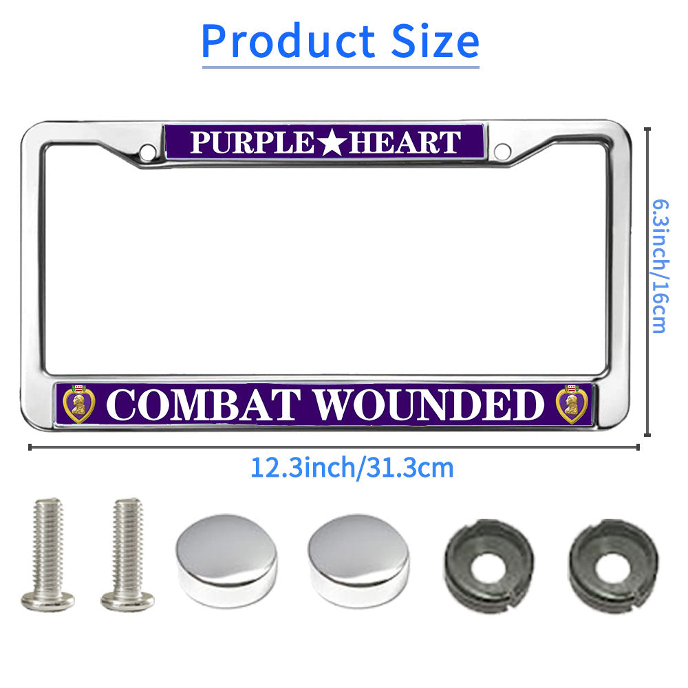 Purple Heart Pride License Plate Frame US Army Pride Anti-theft License Plate Frame American Flag Veteran License Plate Frame for Independence Day