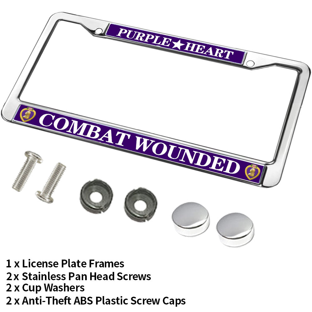 Purple Heart Pride License Plate Frame US Army Pride Anti-theft License Plate Frame American Flag Veteran License Plate Frame for Independence Day