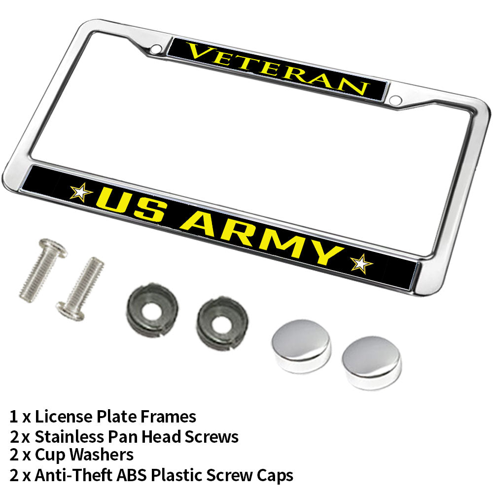 US Army Veteran License Plate Frame Custom Proud US Veteran Slim Design License Plate Frame US Veteran Support License Plate Frame for Patriotic Man Woman