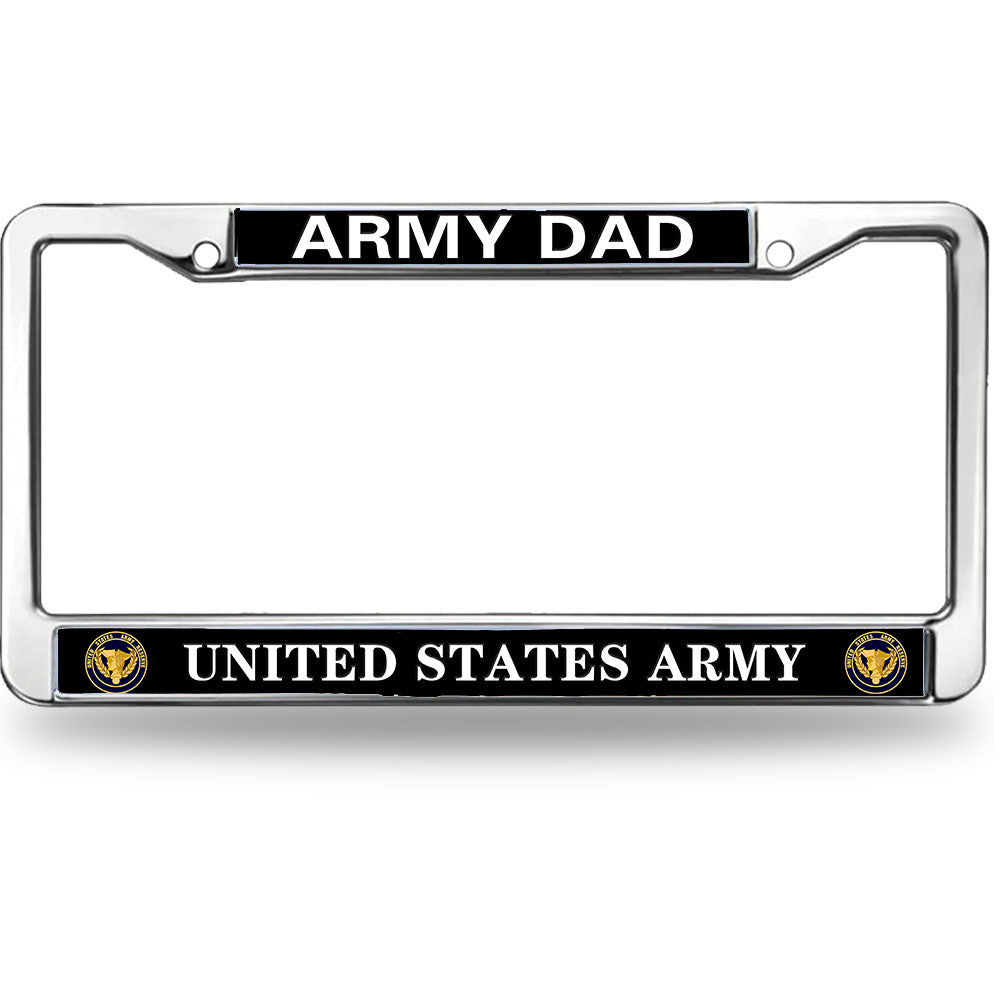 Army Dad Pride License Plate Frame Chrome United States Army Stylish License Plate Frame US Army Heroism License Plate Frame for Military