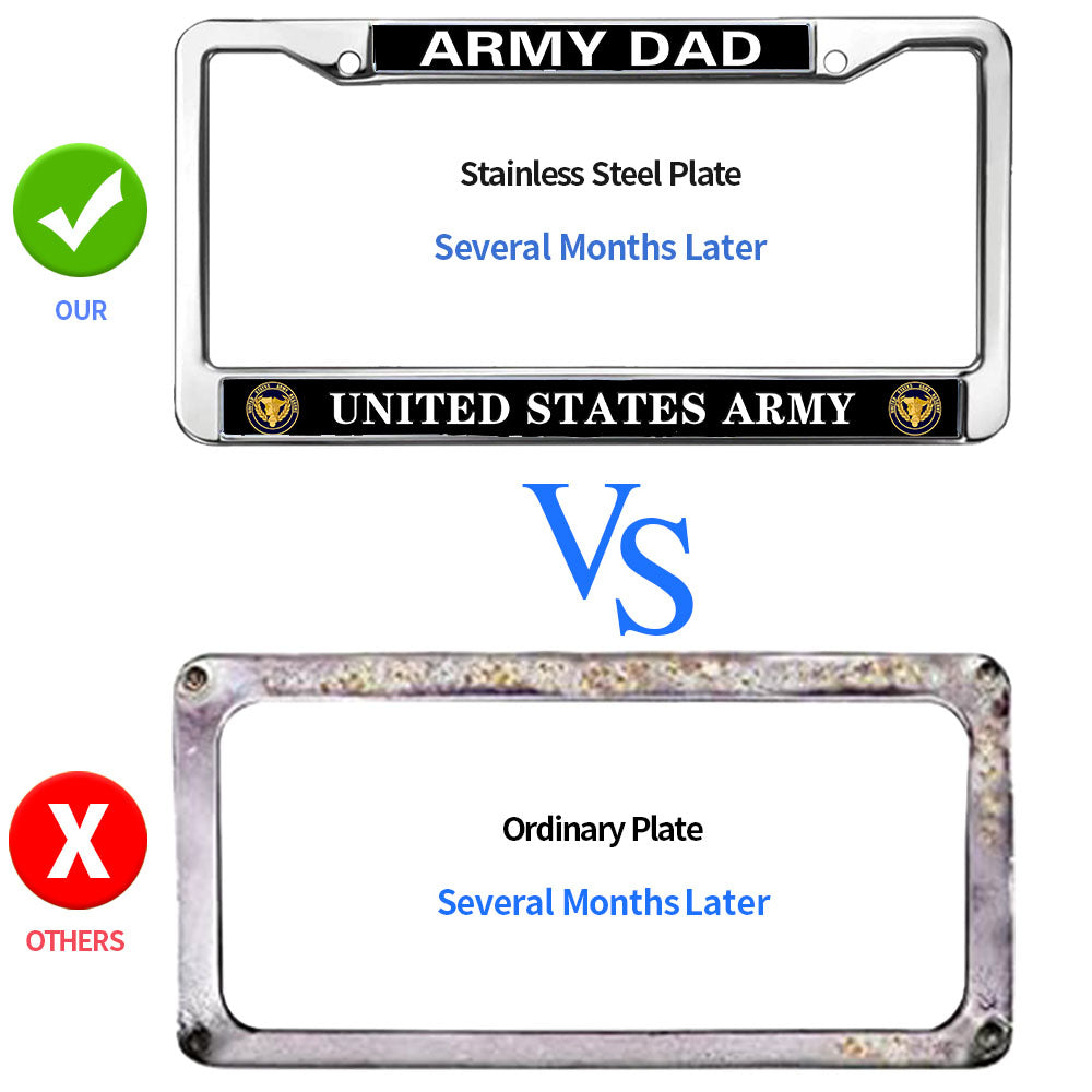 Army Dad Pride License Plate Frame Chrome United States Army Stylish License Plate Frame US Army Heroism License Plate Frame for Military