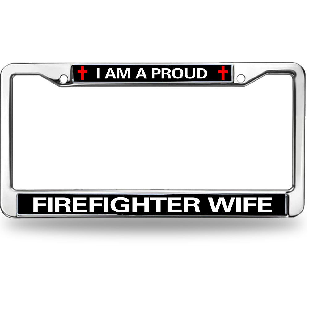 Proud Firefighter Wife License Plate Frame Military Proud Firefighter Rattle-Proof License Plate Frame Fire Rescue Support License Plate Frame for Firefighter