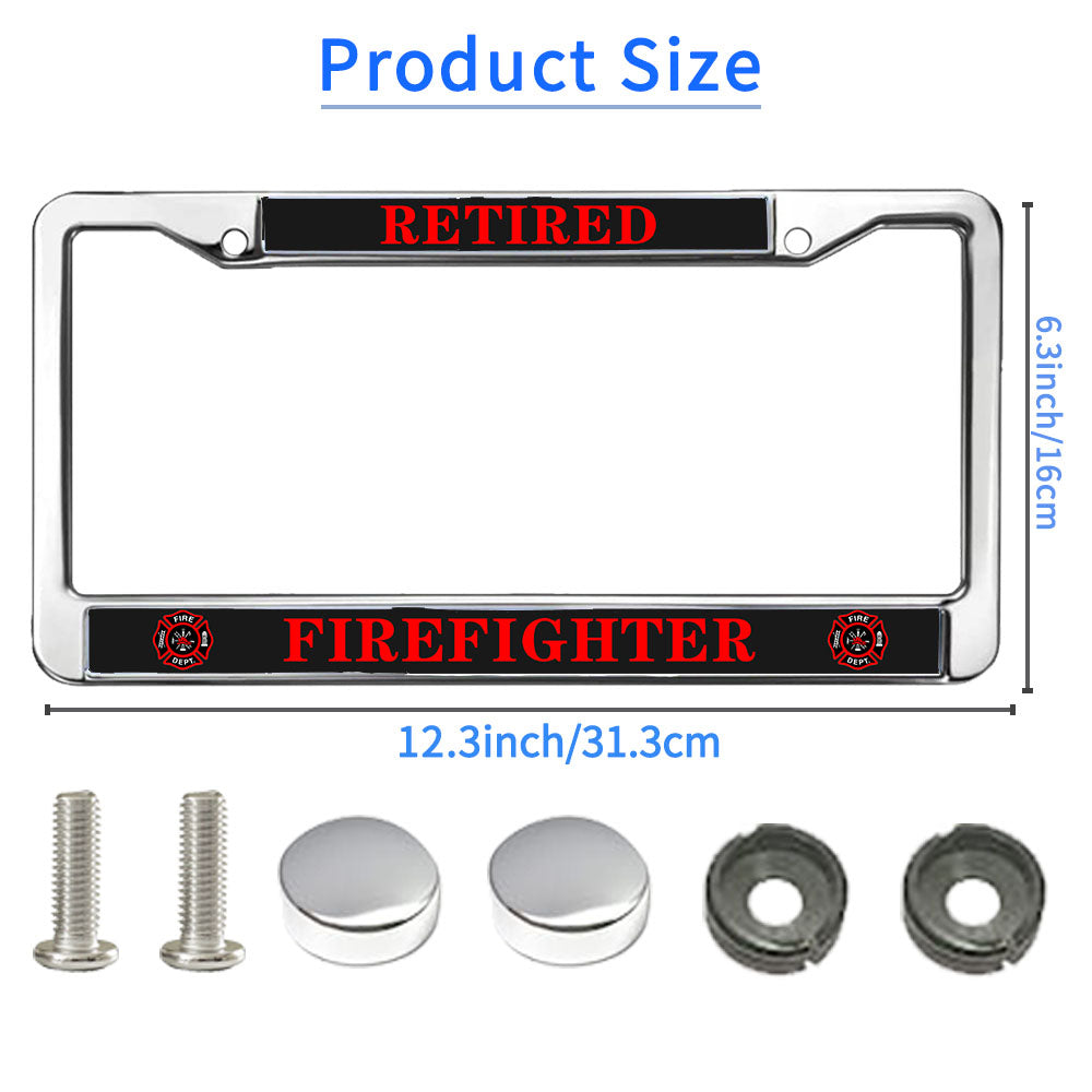 Retired Firefighter License Plate Frame Patriotic Firefighter Power Durable License Plate Frame Firefighter Gift License Plate Frame Gifts for Firefighter