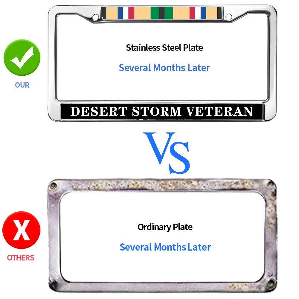 Desert Storm Veteran License Plate Frame Custom US Veteran Support Weather-proof License Plate Frame US Veteran Gift License Plate Frame for Military