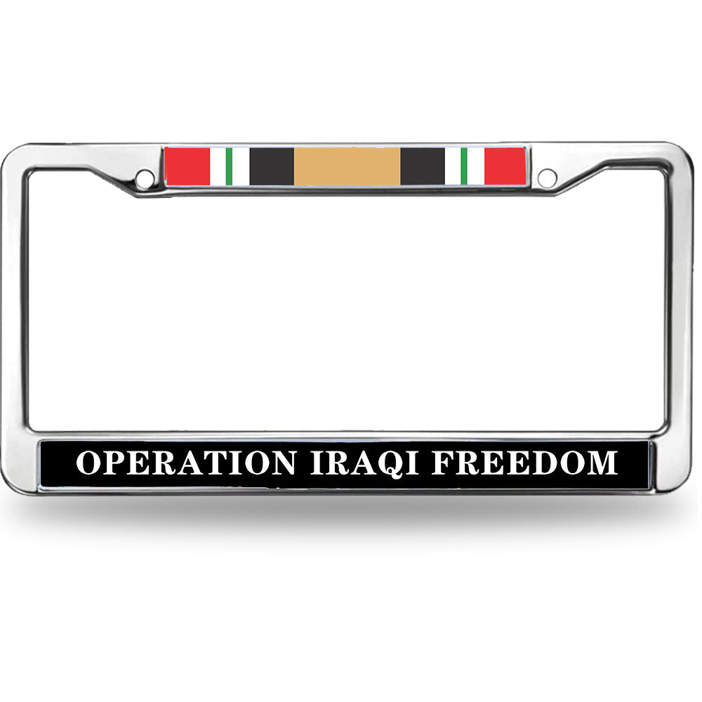 Iraqi War Veteran License Plate Frame Chrome US Military Veteran Scratch-Resistant License Plate Frame Iraq War Vet Flag License Plate Frame for Independence Day