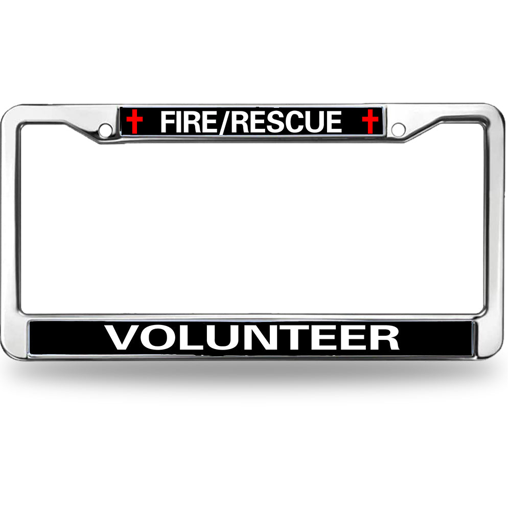 Fire Rescue Volunteer License Plate Frame Metal Firefighter Support Rattle-Proof License Plate Frame Fire Rescue Power License Plate Frame for Firefighter