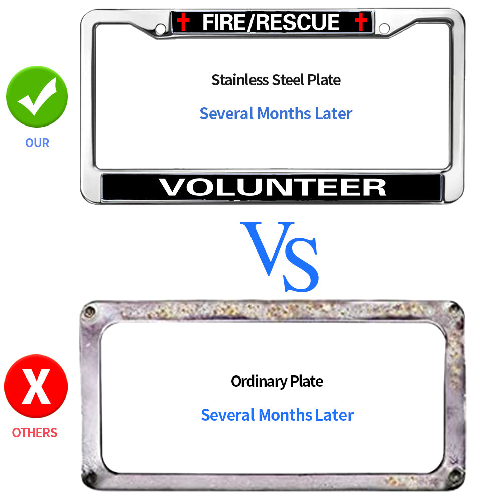 Fire Rescue Volunteer License Plate Frame Metal Firefighter Support Rattle-Proof License Plate Frame Fire Rescue Power License Plate Frame for Firefighter