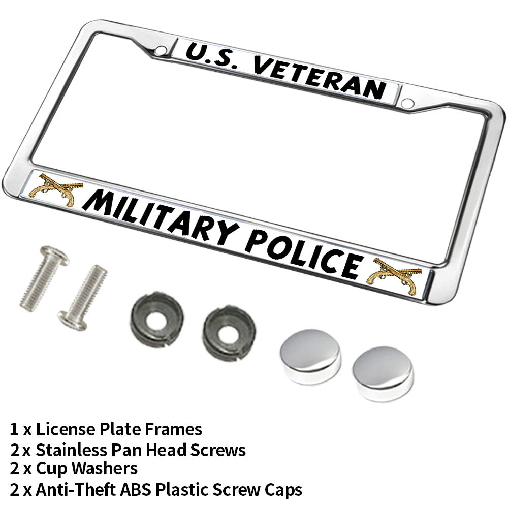 US Military Veteran License Plate Frame Patriotic Military Police Pride Rust-Proof License Plate Frame US Veteran Power License Plate Frame for Military
