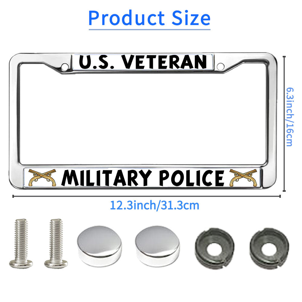 US Military Veteran License Plate Frame Patriotic Military Police Pride Rust-Proof License Plate Frame US Veteran Power License Plate Frame for Military