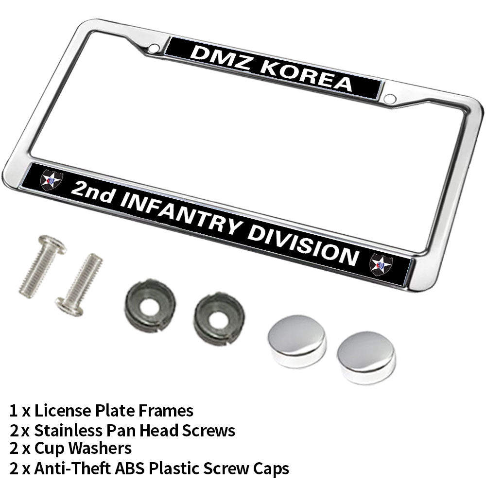 2nd Infantry Division Flag License Plate Frame Metal US Army 2nd Infantry Easy Installation License Plate Frame US Army Support License Plate Frame for Patriotic People