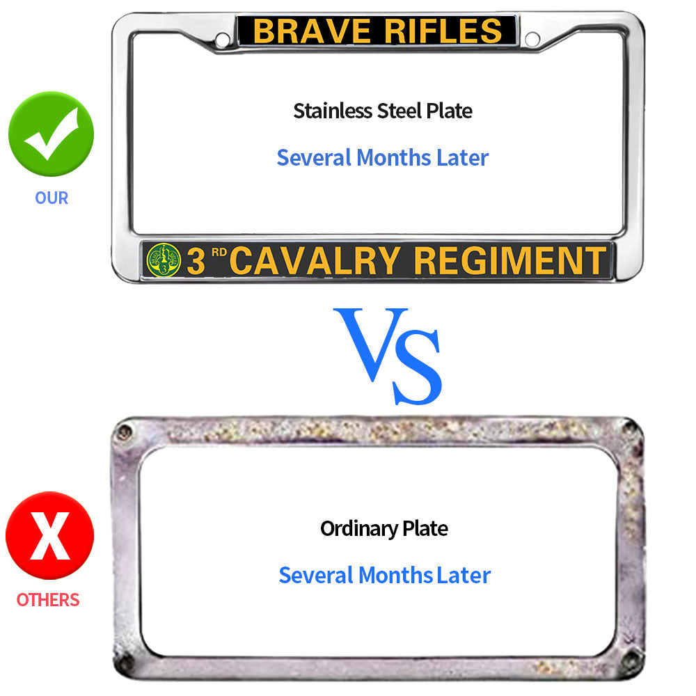 3rd Cavalry Regiment License Plate Frame Patriotic US Army Blessing Anti-theft License Plate Frame Army Cavalry Blessing License Plate Frame for Military