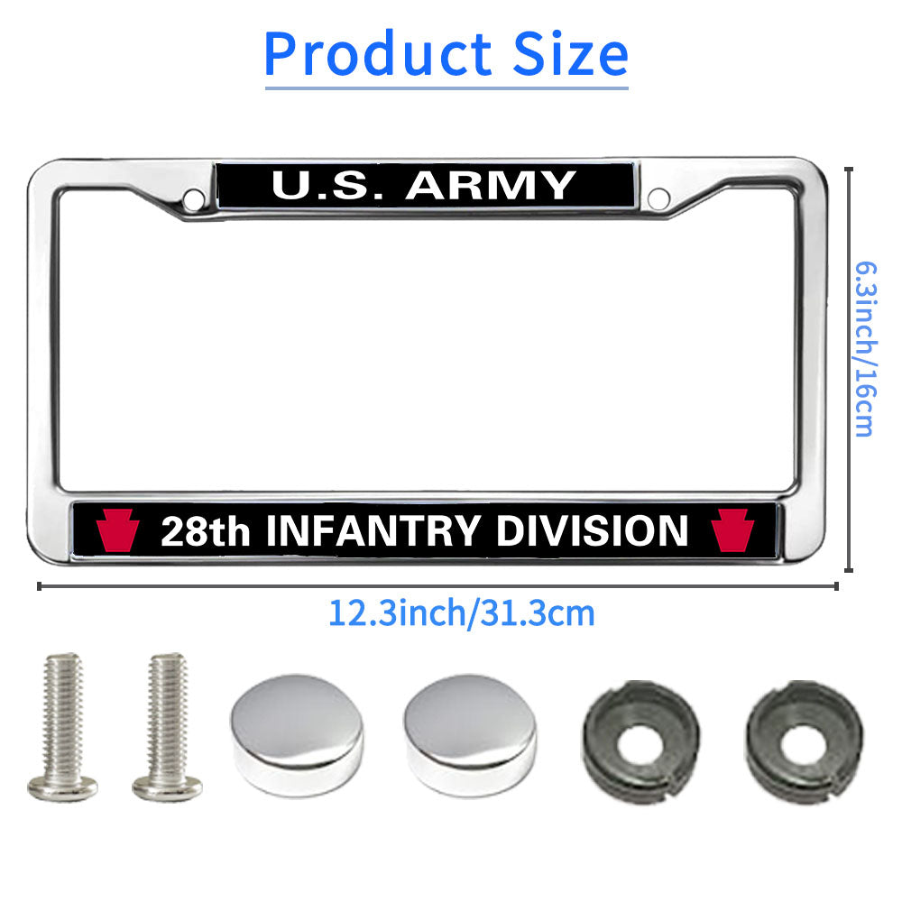 28th Infantry Division License Plate Frame Custom Army Infantry Pride Stylish License Plate Frame Proud US Veteran License Plate Frame for Military