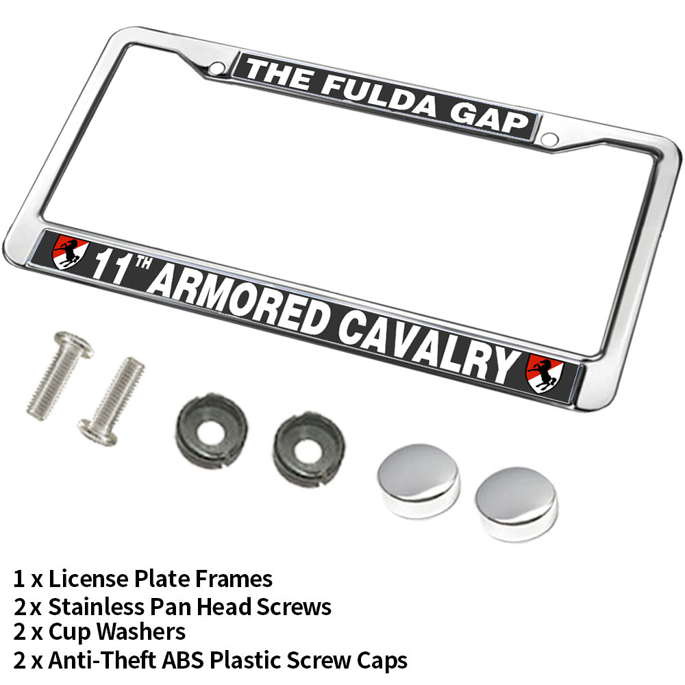 11th Armored Cavalry Army License Plate Frame Chrome US ACR Pride Rust-Proof License Plate Frame US Army Veteran License Plate Frame for Independence Day