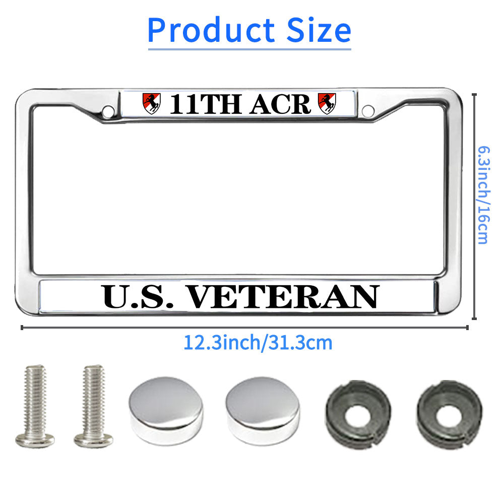 11th ACR US Veteran License Plate Frame Metal Armored Cavalry Army Fade-resistant License Plate Frame US Veteran Gift License Plate Frame for Patriotic People