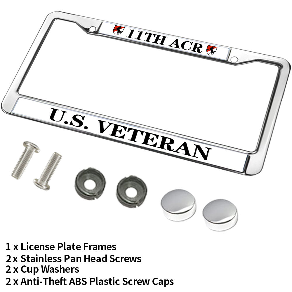 11th ACR US Veteran License Plate Frame Metal Armored Cavalry Army Fade-resistant License Plate Frame US Veteran Gift License Plate Frame for Patriotic People