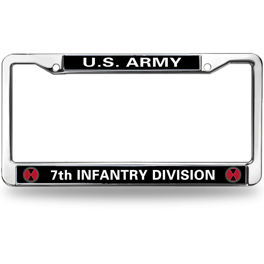 US Army 7th Infantry Div License Plate Frame Slim 7th Infantry Division Rattle-Proof License Plate Frame US Army Veteran License Plate Frame for Family members