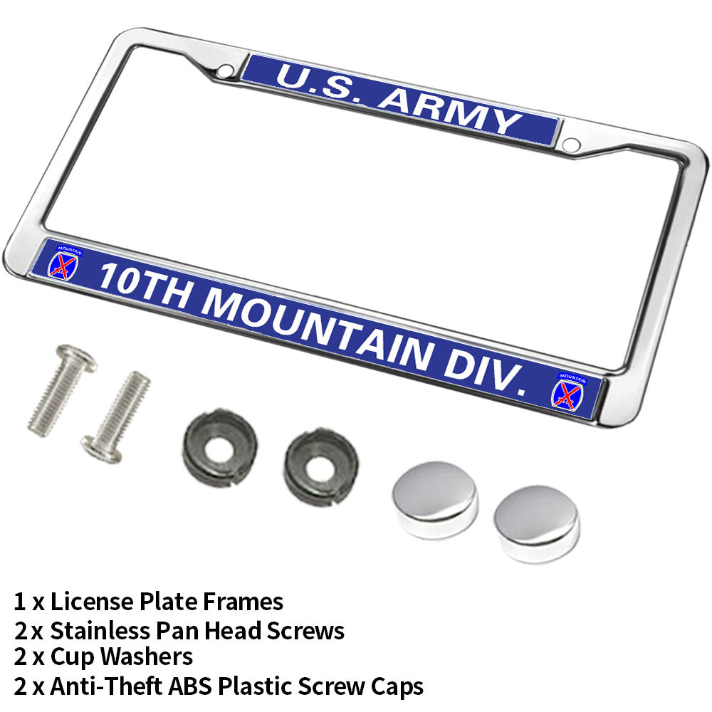 10th Mountain Division License Plate Frame Military US Army Power Durable License Plate Frame Mountain Division Vet License Plate Frame for Veterans
