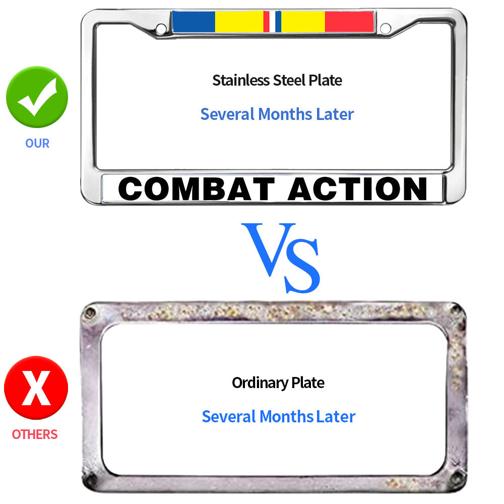 Combat Action Ribbon License Plate Frame Patriotic US Army Blessing Easy Installation License Plate Frame US Army Superhero License Plate Frame for Military