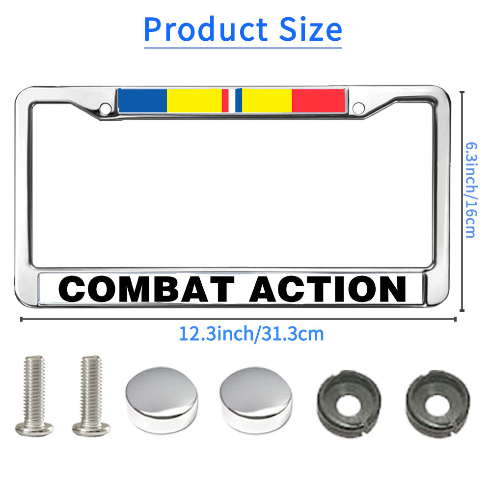 Combat Action Ribbon License Plate Frame Patriotic US Army Blessing Easy Installation License Plate Frame US Army Superhero License Plate Frame for Military