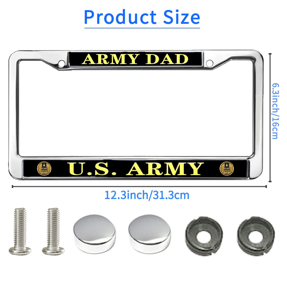 Army Dad Pride License Plate Frame Patriotic US Army US Flag Weather-proof License Plate Frame United States Army License Plate Frame for Veterans