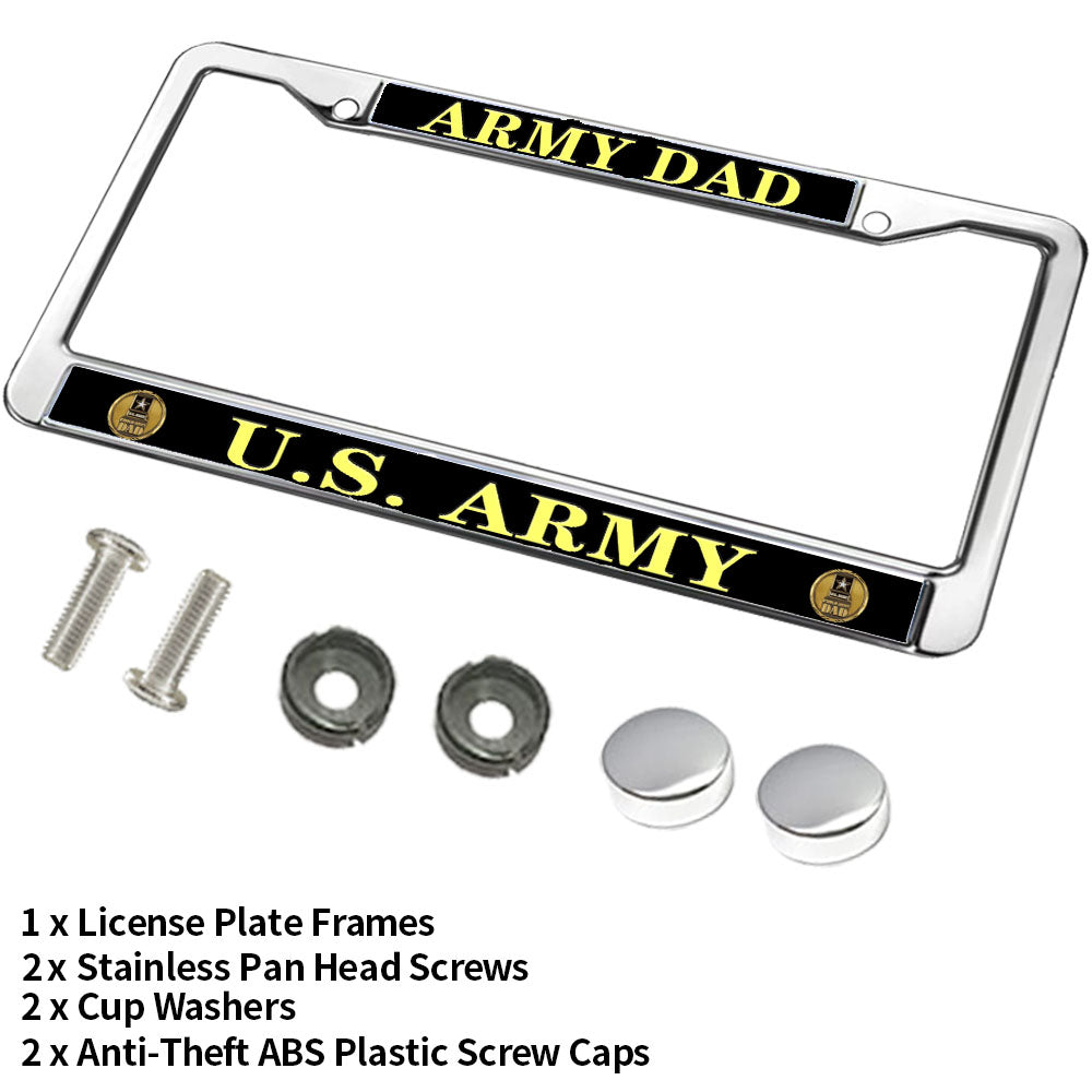 Army Dad Pride License Plate Frame Patriotic US Army US Flag Weather-proof License Plate Frame United States Army License Plate Frame for Veterans
