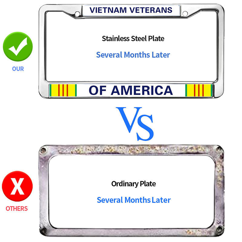 VIETNAM VETERANS OF AMERICA License Plate Frame chrome 2 holes,US ARMY VIETNAM VETERAN Car License Plate Frame Holder with Screws Caps Sets