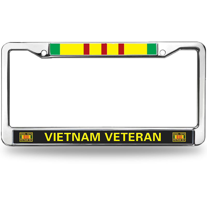 US ARMY VIETNAM VETERAN 2 Holes Black License Plate Frame,US ARMY VIETNAM VETERAN Auto Car License Plate Frame Tag For US Canada Vehicles