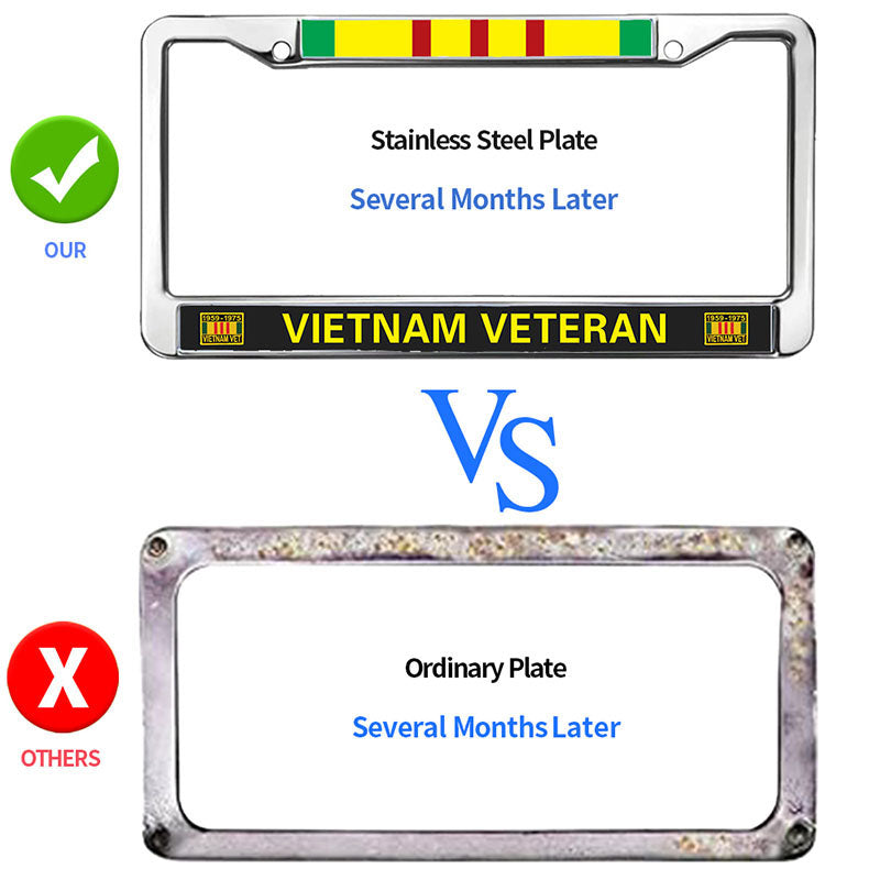 US ARMY VIETNAM VETERAN 2 Holes Black License Plate Frame,US ARMY VIETNAM VETERAN Auto Car License Plate Frame Tag For US Canada Vehicles