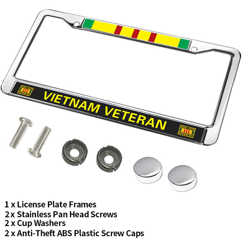 US ARMY VIETNAM VETERAN 2 Holes Black License Plate Frame,US ARMY VIETNAM VETERAN Auto Car License Plate Frame Tag For US Canada Vehicles
