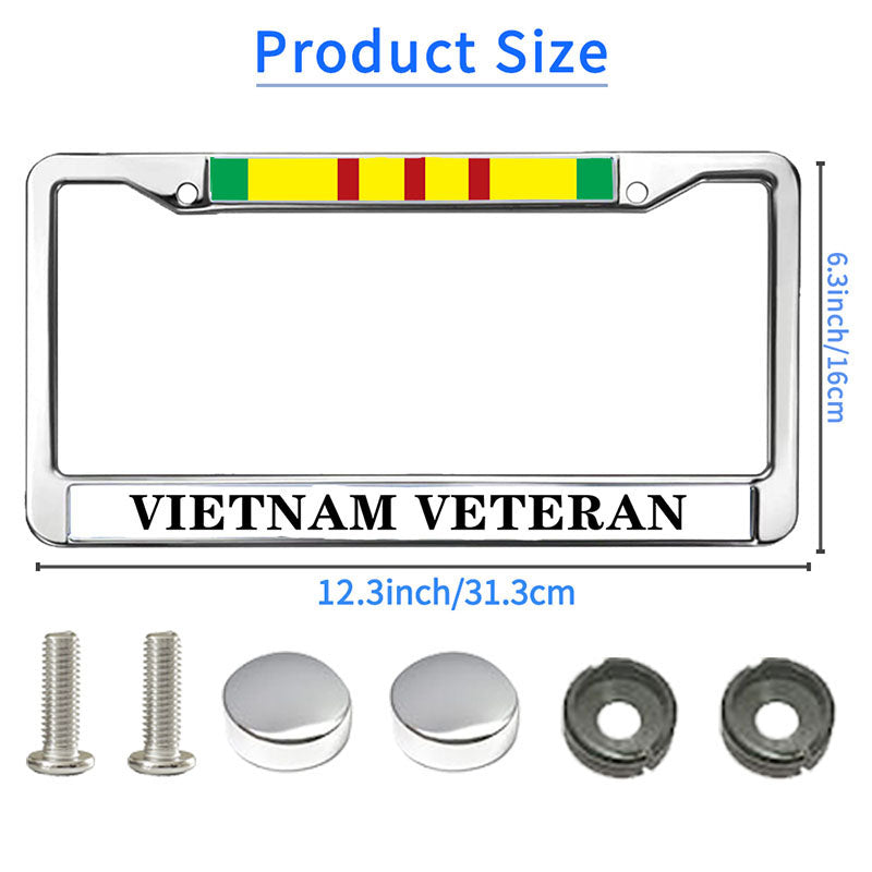 US ARMY VIETNAM VETERAN Slim Design Car Licence Plate Covers ,VIETNAM VETERAN US ARMY Stainless Steel Black License Plate Frame for Standard Size US Car