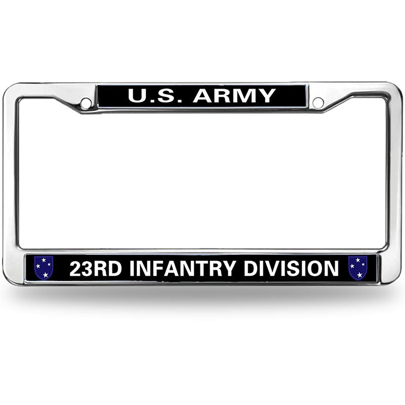 US ARMY 23RD INFANTRY DIVISION License Plate Frame Holder,VETERAN US ARMY Stainless Steel Car Licence Plate Covers for Standard Size US Car