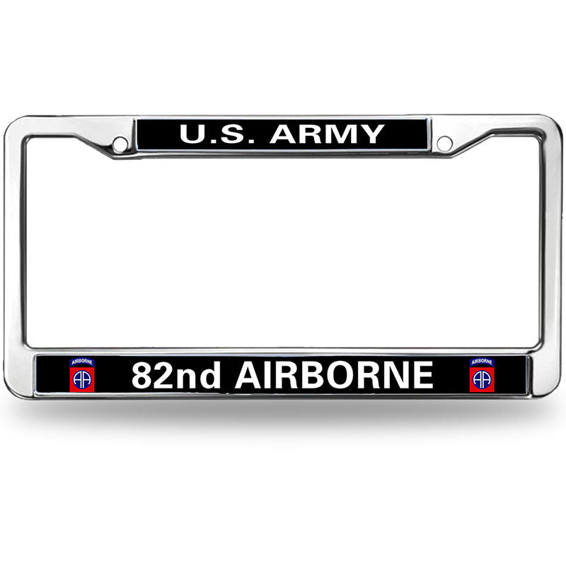 US ARMY 82nd AIRBORNE Durable License Plate Frame,VETERAN US ARMY Customazible Script Metal License Plate Frame for US Standard Car License