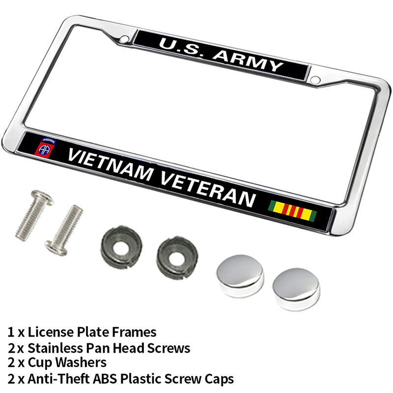 VIETNAM VETERAN US ARMY Vehicle License Plate Frame,US ARMY VIETNAM VETERAN Personalized License Plate Frame Metal Gills for Auto Car SUV Trucks