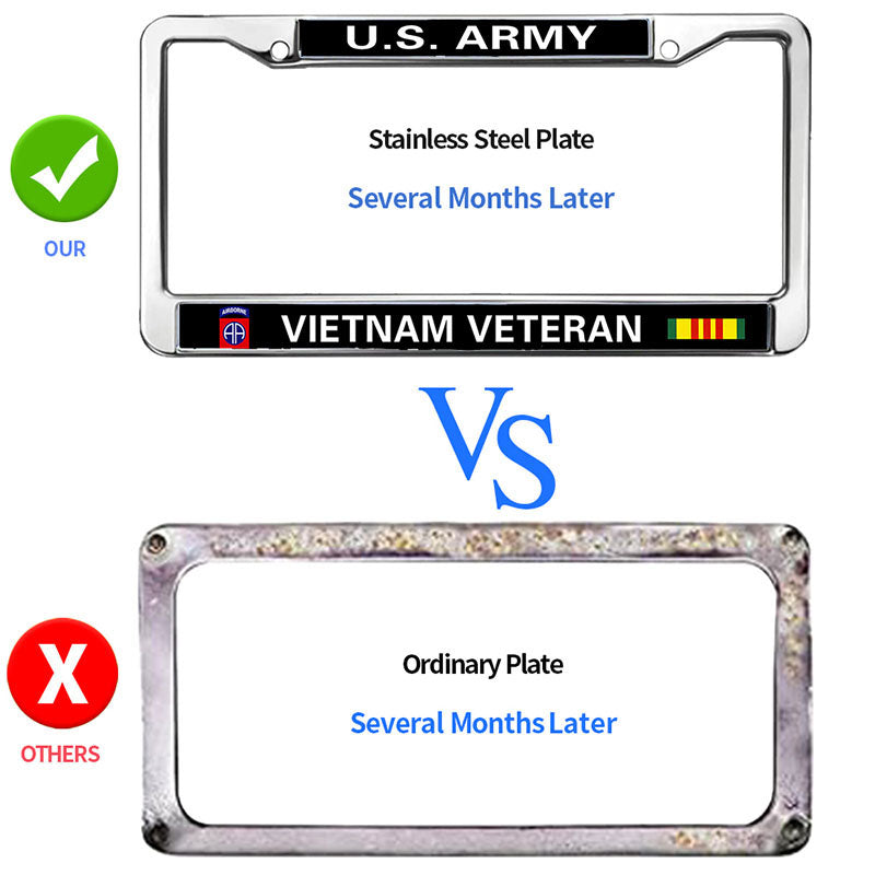 VIETNAM VETERAN US ARMY Vehicle License Plate Frame,US ARMY VIETNAM VETERAN Personalized License Plate Frame Metal Gills for Auto Car SUV Trucks