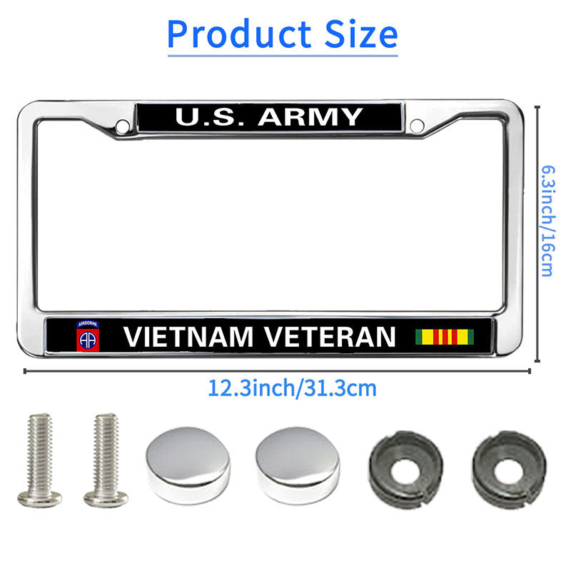 VIETNAM VETERAN US ARMY Vehicle License Plate Frame,US ARMY VIETNAM VETERAN Personalized License Plate Frame Metal Gills for Auto Car SUV Trucks