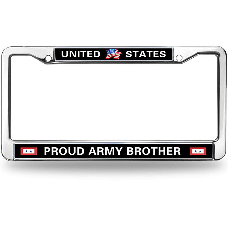 UNITED STATES ARMY BROTHER License Plate Frame chrome 2 holes,PROUD US ARMY Custom Frame Metal License Plate Frame To Fit Any Standard US cars